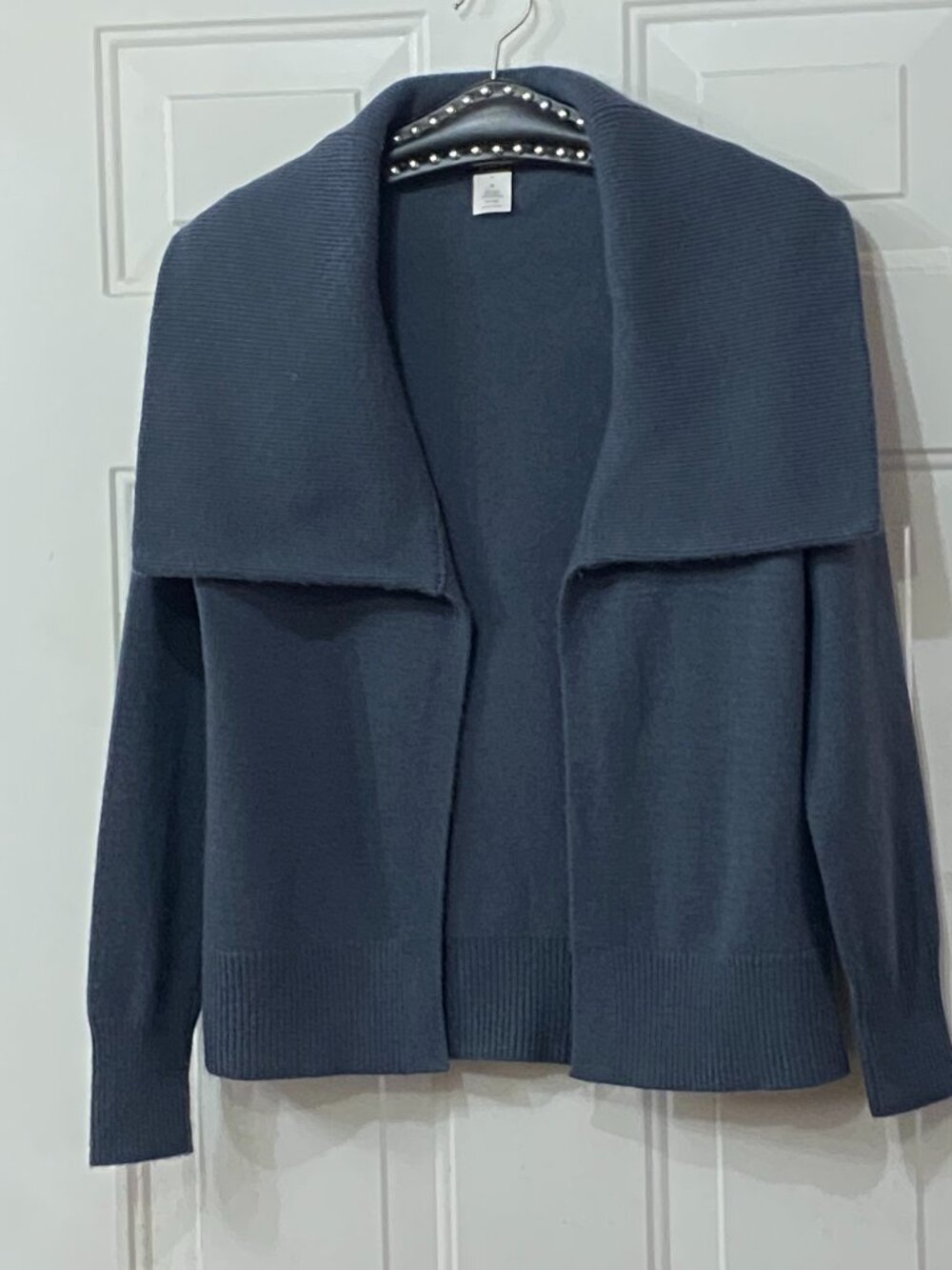 J.Crew Sz M Womens Open Cardigan Sweater Gray Wool/Cashmere Shawl Collar